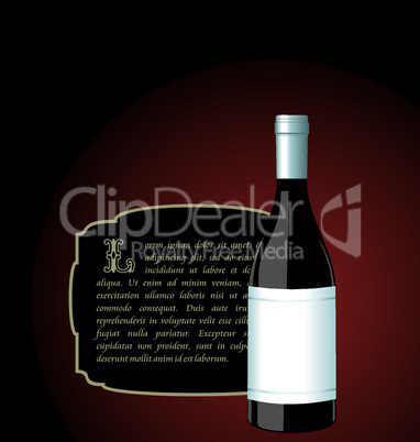 Illustration the elite wine bottle with white blank label