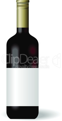 Illustration red wine bottle with label