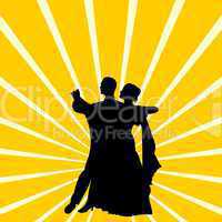 Silhouette a couple dancing waltz