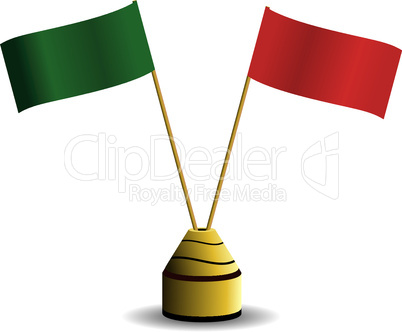 Realistic illustration the two flags red and green colors