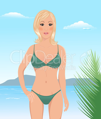 pretty blond girl on  beach
