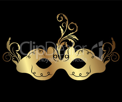 gold floral carnival mask isolated