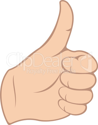hand gesture with thumb up isolated on white