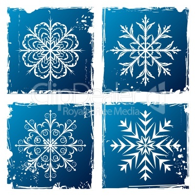 set grunge snowflake