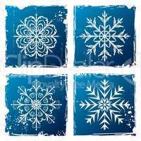 set grunge snowflake