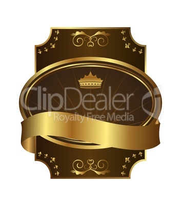 Golden royal label on black background
