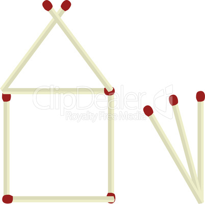 Illustration house made of matches isolated on white