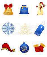 Set New Year's, christmas symbols and elements