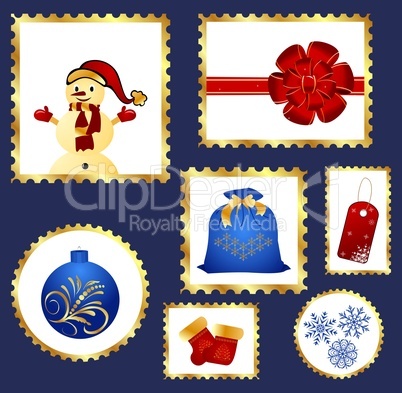 Set of Christmas Postage stamps