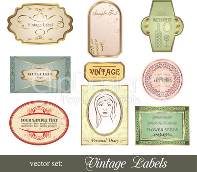 set retro variation vintage labels