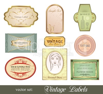 set retro variation vintage labels