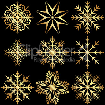 set large gold snowflakes