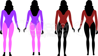 Silhouettes of women in sportswear