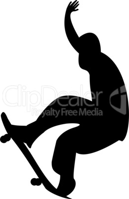 Illustration of black silhouette skateboard man