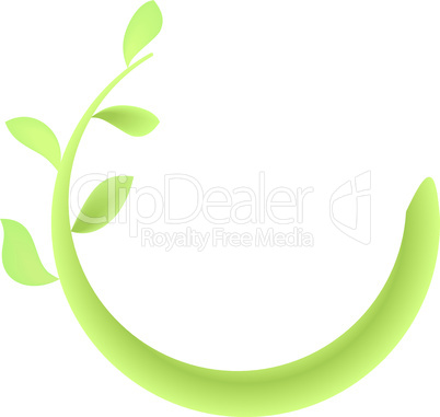Concept illustration of branch at green leaf