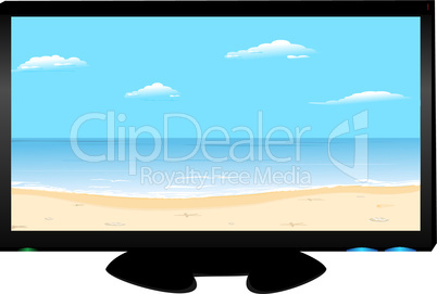 Plasma of TV the beach image