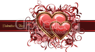 Valentine's grunge card with hearts