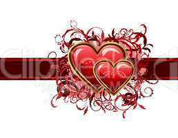 Valentine's grunge card with hearts