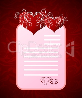 romantic letter for Valentine's day
