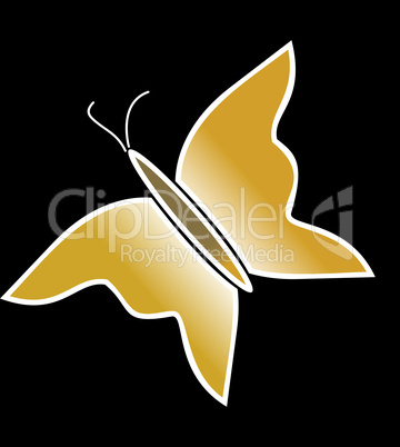Illustration  gold butterfly of black background