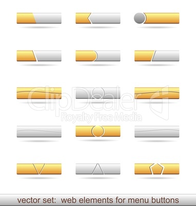 Illustration set of web elements for menu buttons