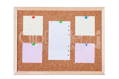 Blank Paper Notes on Corkboard