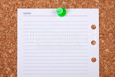 Blank Paper Note on Corkboard