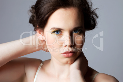 Beautiful Woman with Full Makeup Portrait