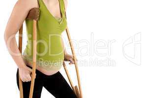 Pregnant Woman with Crutches