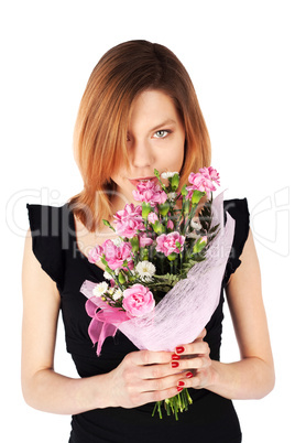 Pretty Woman Posing with Flowers