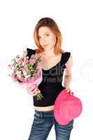 Pretty Woman Posing with Flowers