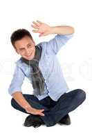 Cheerful Casual Man Sitting