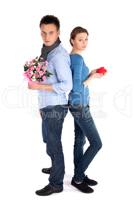 Couple in Love Standing Back to Back