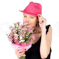Pretty Woman Posing with Flowers