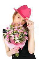 Pretty Woman Posing with Flowers