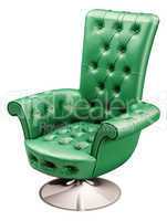 Green office chair with clipping path 3d
