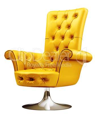 Yellow armchair with clipping path 3d