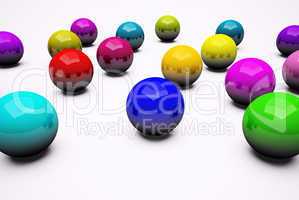 Multi colored chrome balls background 3d