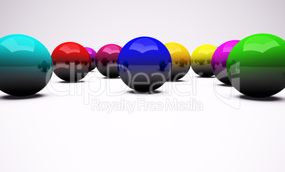 Multi-coloured chrome balls background