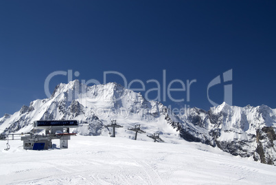 Station of ropeway. Ski resort.