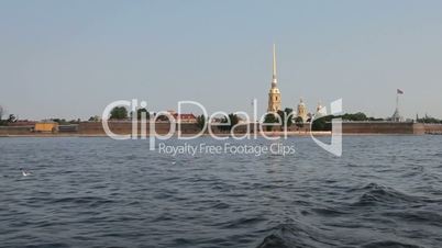 Travel along Neva river in St. Petersburg , Russia