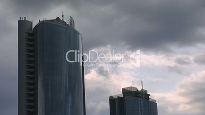 Business buildings and clouds timelapse