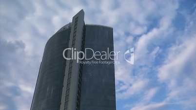 Business buildings and clouds timelapse