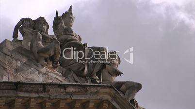 Antique statue and clouds timelapse