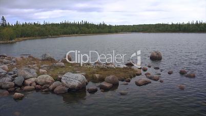 Oxbow lake and stones