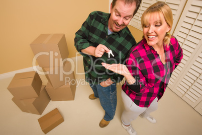 Goofy Excited Man Handing Keys to Smiling Wife