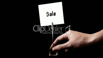 sale.  written on white