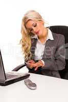 Bored businesswoman in front of computer