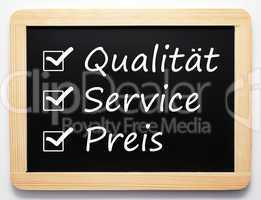 Qualität / Service / Preis - Business Konzept