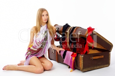 Pretty woman with suitcase